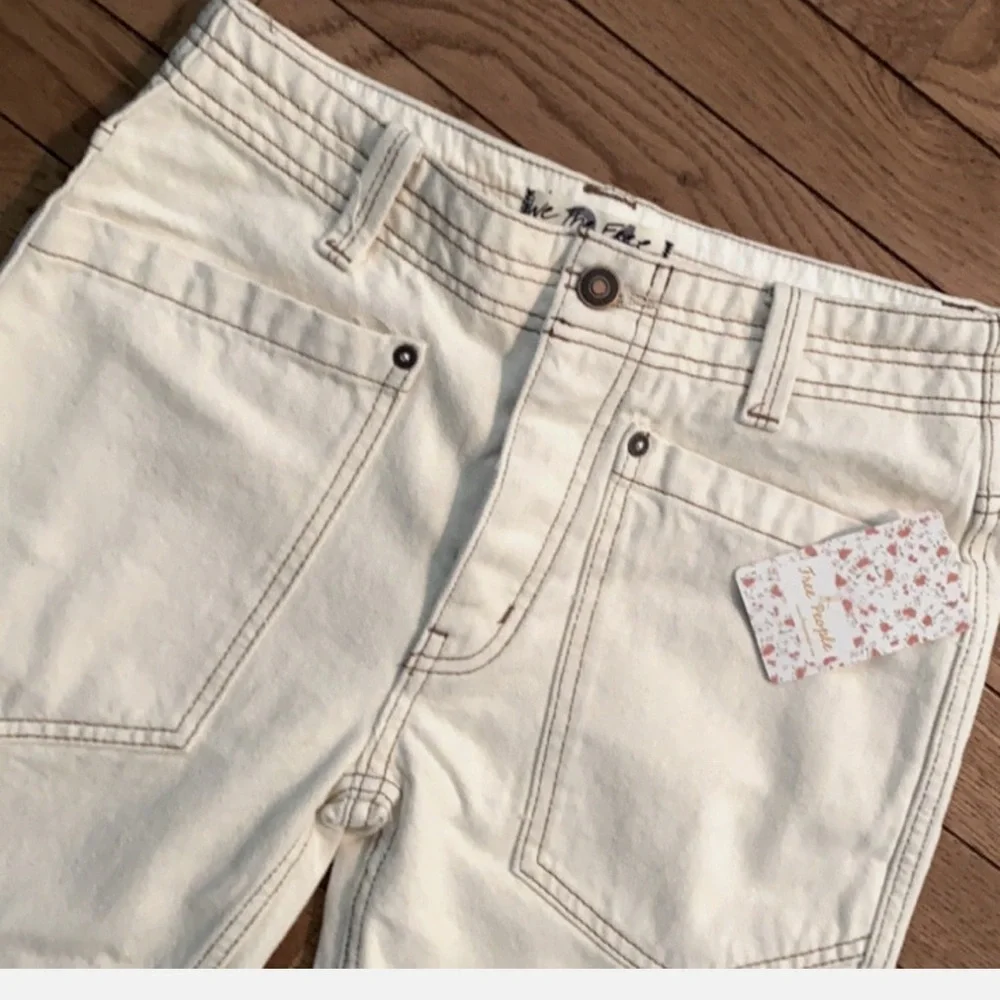 Free People Rebel Rouser High Rise Denim Shorts Size 25 natural